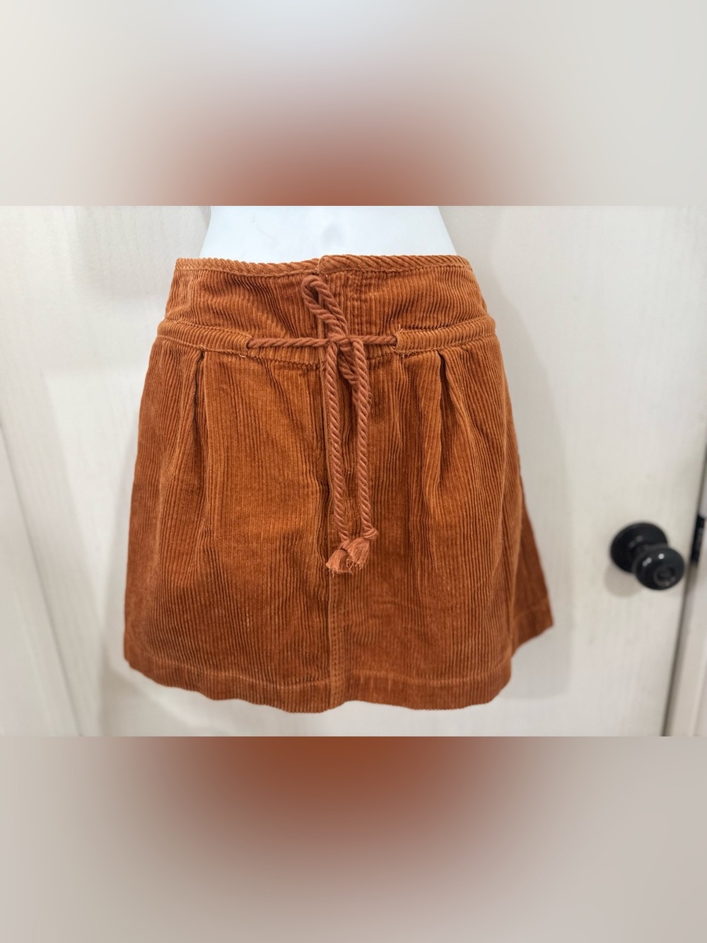 Jacqui E Corduroy Mini Skirt in Rust